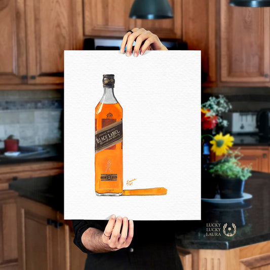 Johnny Walker Black Watercolor | Giclée Print