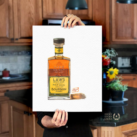 Laws Four Grain Bourbon Watercolor | Giclée Print