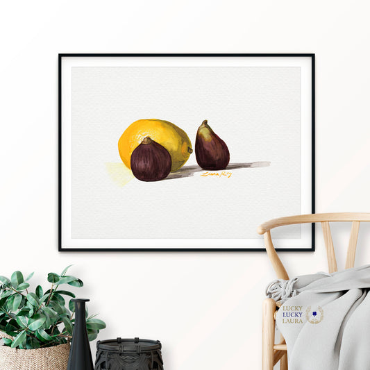 Lemon with Two Figs | Giclée Print