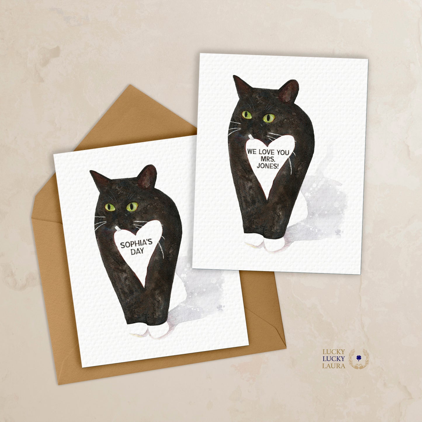 The Cat's Meow Card | Personalized Watercolor Cat Card