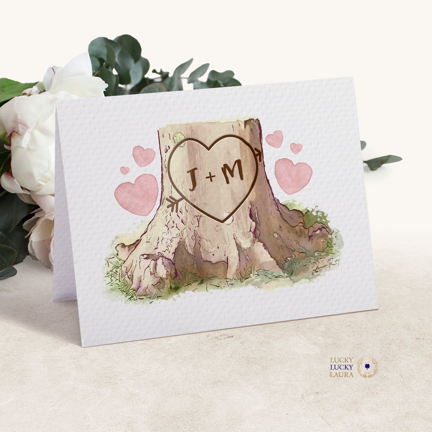 Heartwood Card | Personalized Carved Heart Valentine Card