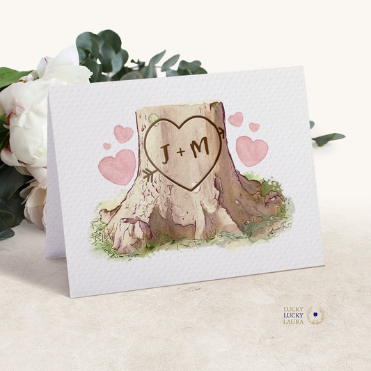 Heartwood Card | Personalized Carved Heart Valentine Card