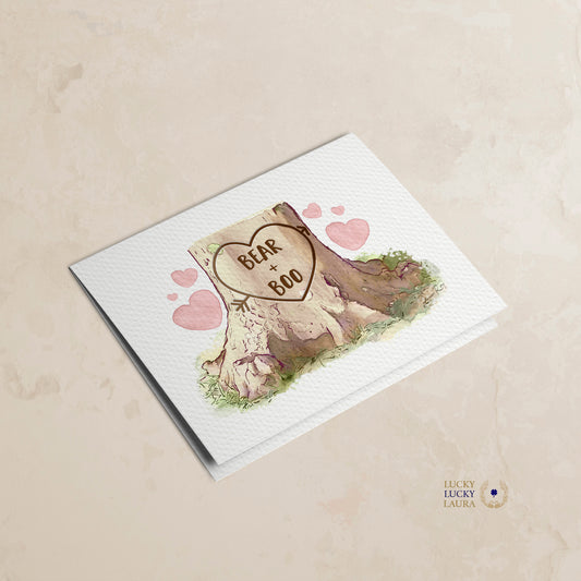 Heartwood Card | Personalized Carved Heart Valentine Card