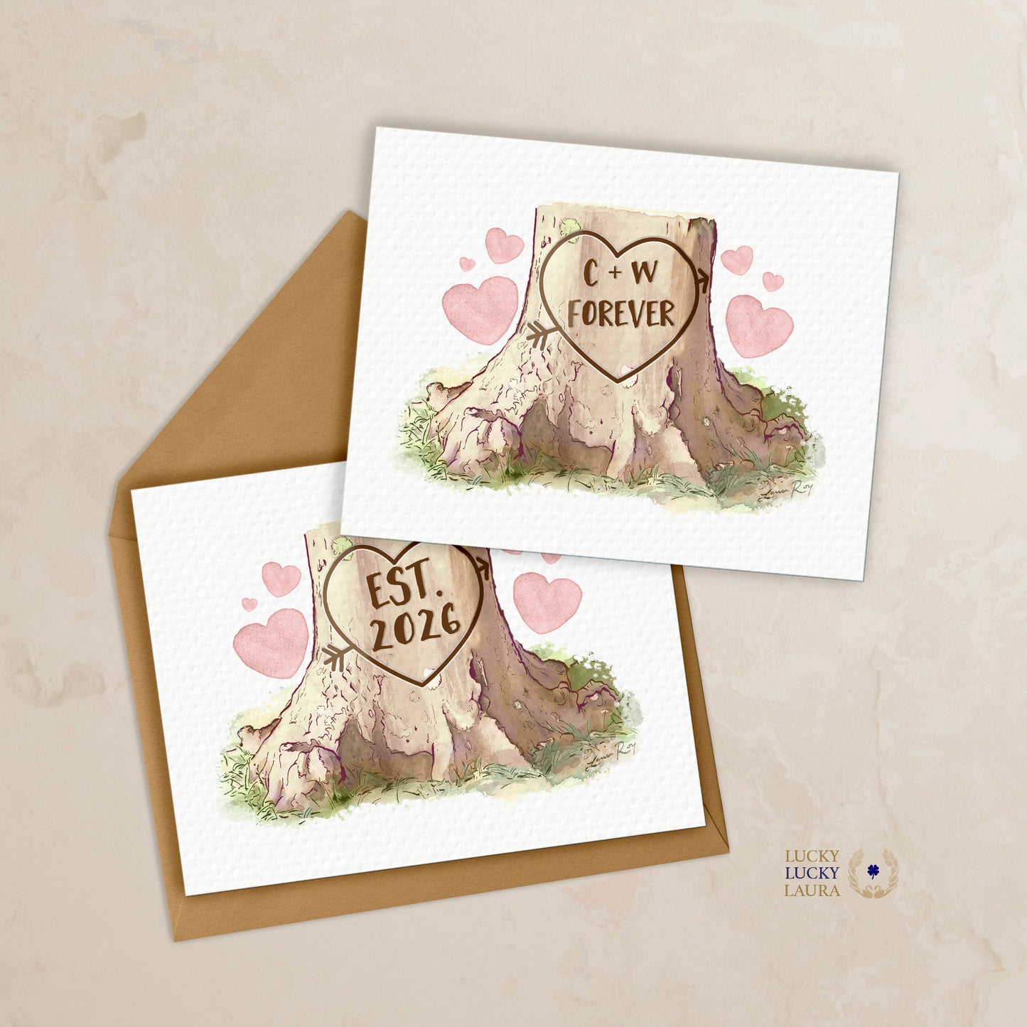 Heartwood Card | Personalized Carved Heart Valentine Card