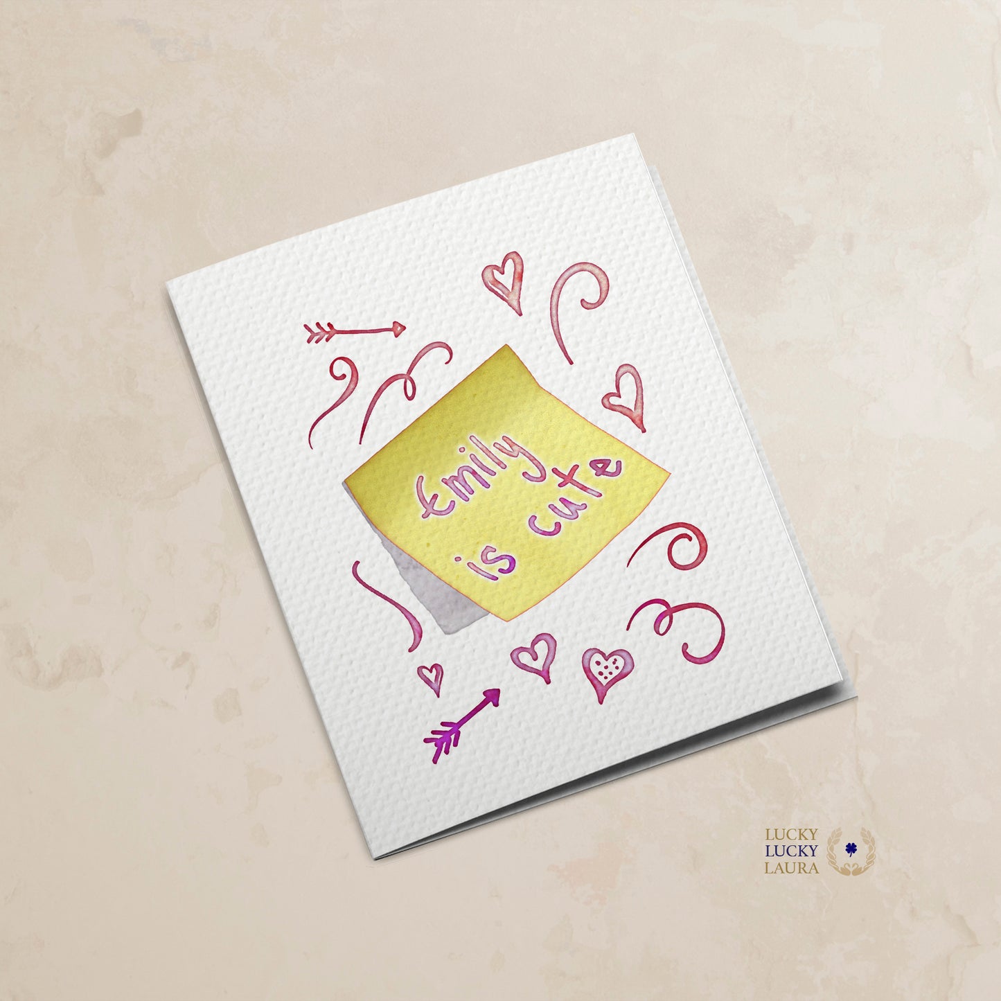 Notes Passed in Class Valentine Card | Personalized Sticky Note Card
