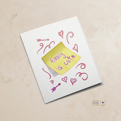Notes Passed in Class Valentine Card | Personalized Sticky Note Card