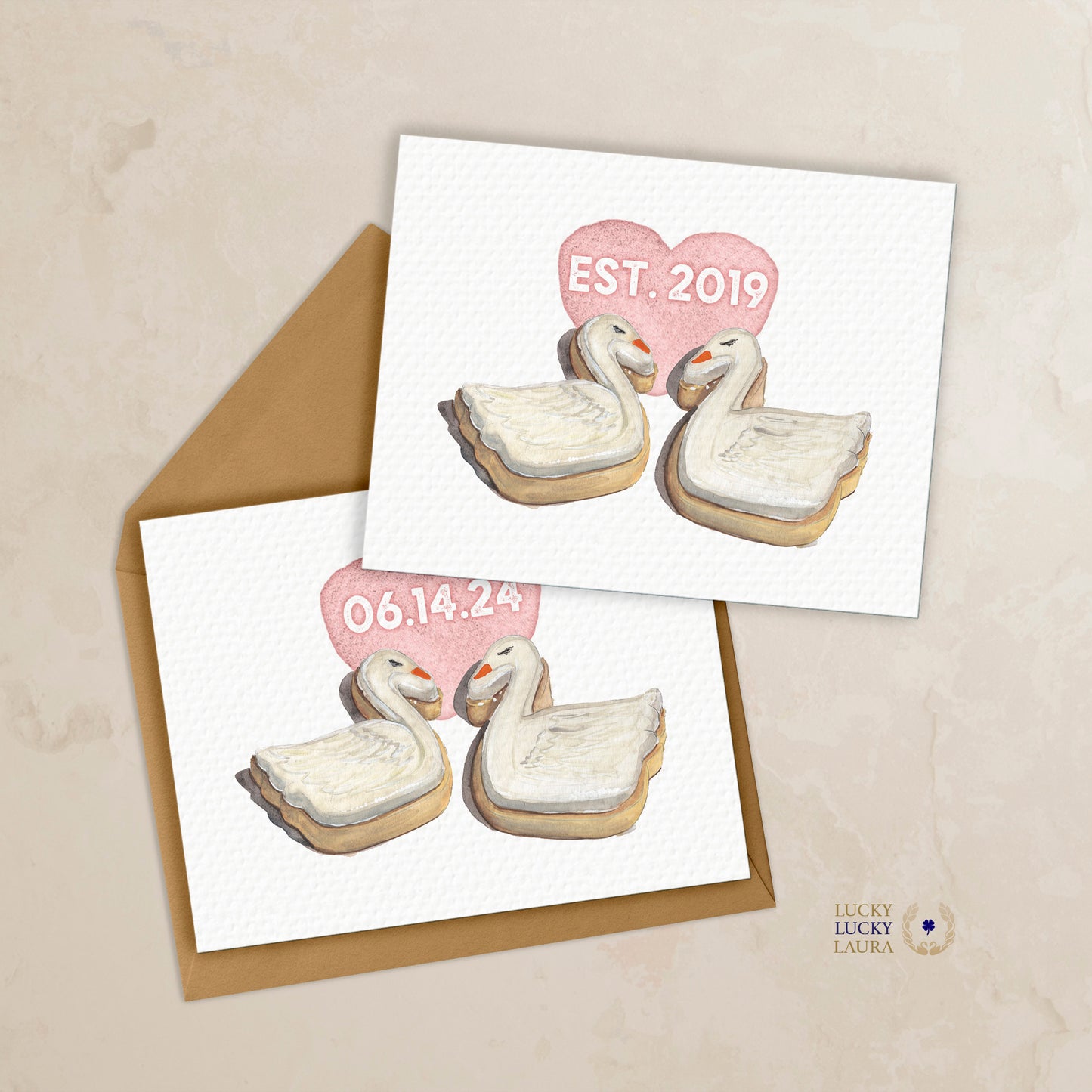 Pairbond Card | Personalized Swan Cookie Love & Anniversary Card