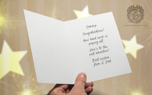 Personalized Watercolor Mortarboard Graduation Card - Decorated Cap with Custom Tassel Color and Message (Single or Set)