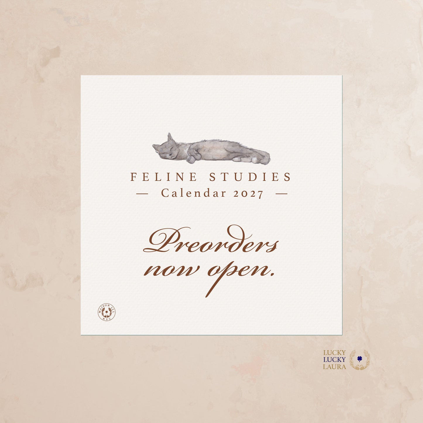 Feline Studies 2027 Watercolor Desk Calendar | Fine Art Calendar Gift
