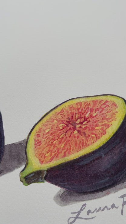 Watercolor Fig Art Print – Fine Art Kitchen Decor, Foodie Gift, Giclée Still Life Fruit Painting