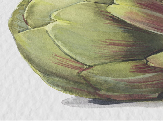 Watercolor Artichoke Art Print – Whole Artichoke Kitchen Decor, Fine Art Food Illustration, Green Botanical Wall Art, Giclée Print