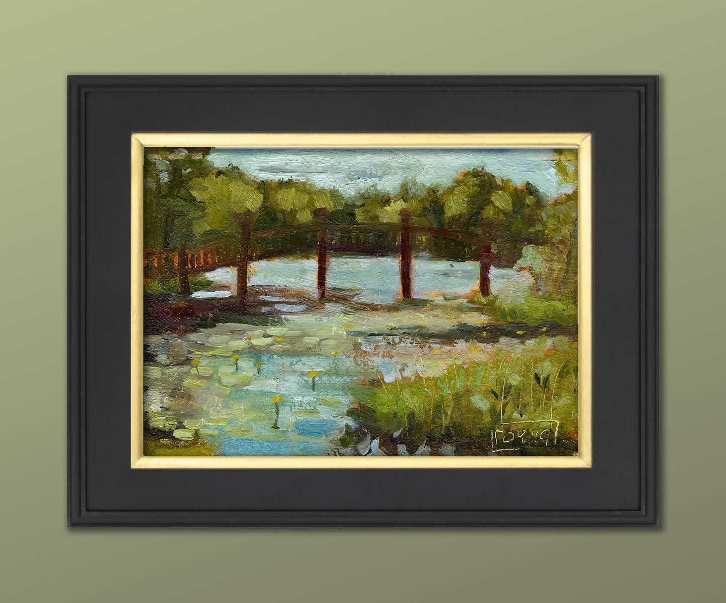 Water Lilies Original Oil Painting  Original Landscape Painting  Office Decor  Gifts for Dad  Cabin Wall Decor  Kitchen Wall Decor