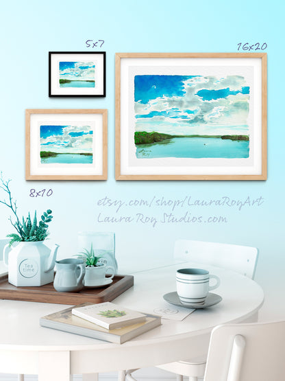 Moon over Mississippi Watercolor | Giclée Print
