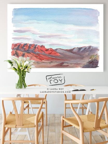 Sandias Sunset Watercolor | Giclée Print