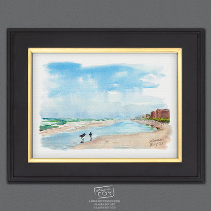 Dunlins on New Smyrna Watercolor | Giclée Print
