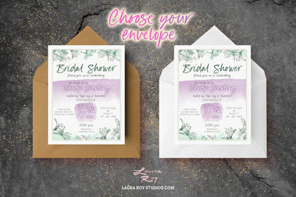 Watercolor Bridal Shower Invitations + Party Starter Pack | Floral Pattern Customizable