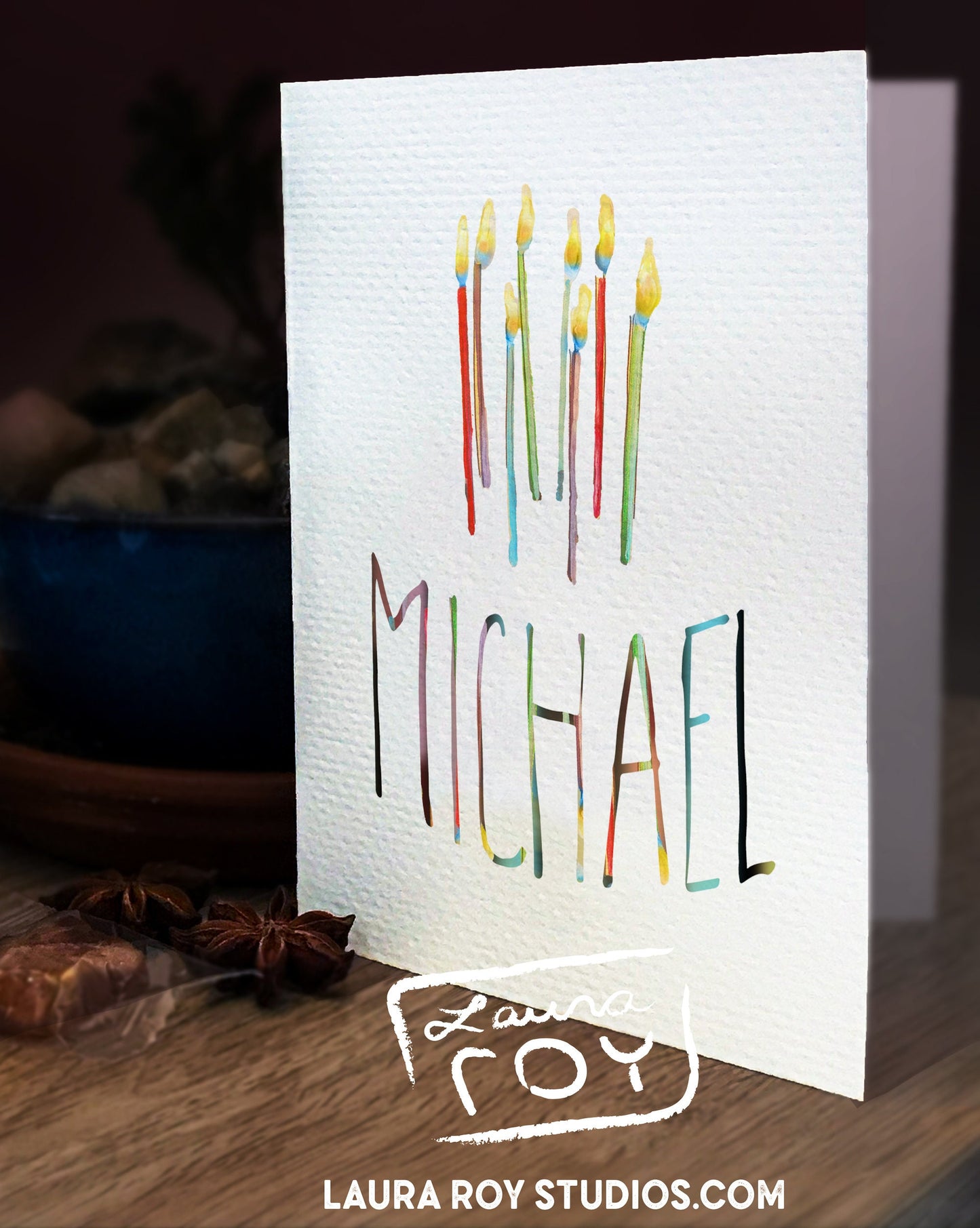 Personalized Happy Birthday Candles Card - Colorful Flickering Candles and Customizable Greeting (Single or Set)